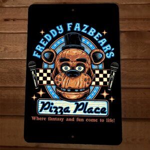 Freddy Fazbears Pizza Place 8x12 Metal Wall Sign Halloween Horror 5 Nights‎